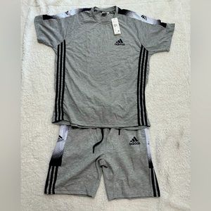 Adidas Grey And white 2 piece set